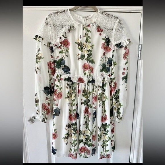 Ted Baker Maryam Ruffle Long Sleeve Dress Sz 0 - Picture 4 of 12